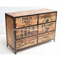 industrial wooden drawer cabinet with French Painting